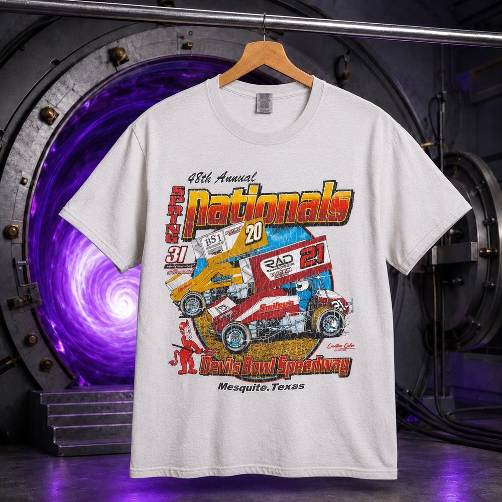 Devils Bowl Speedway Spring Nationals Racing Graphic Tee Mens Small Grey Gildan‎